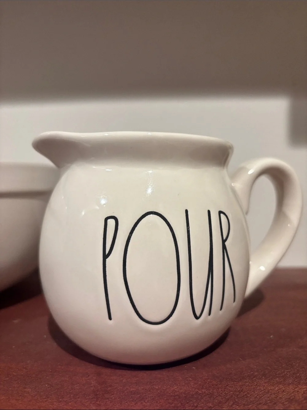 Rae Dunn White Ceramic 'Enjoy' Bowl with Two 'Pour' Creamers
